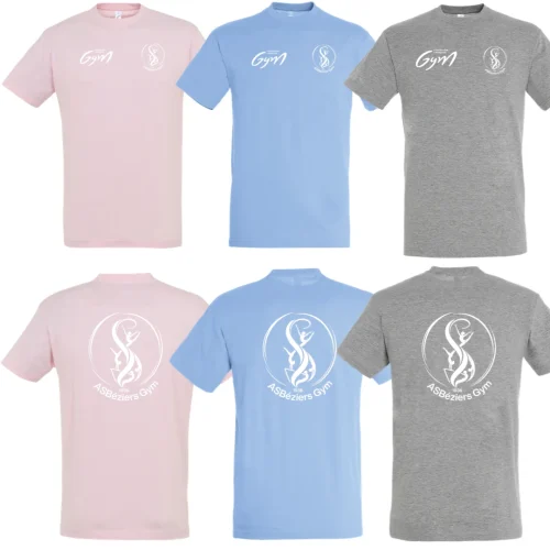 Tee-shirt  ciel, rose ou gris chiné ASB Gym